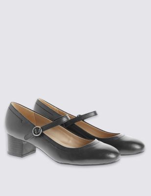 Leather Heeled Dolly Court Shoes
